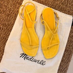 Madewell The Maycie Asymmetric T-Strap Sandal in Yellow